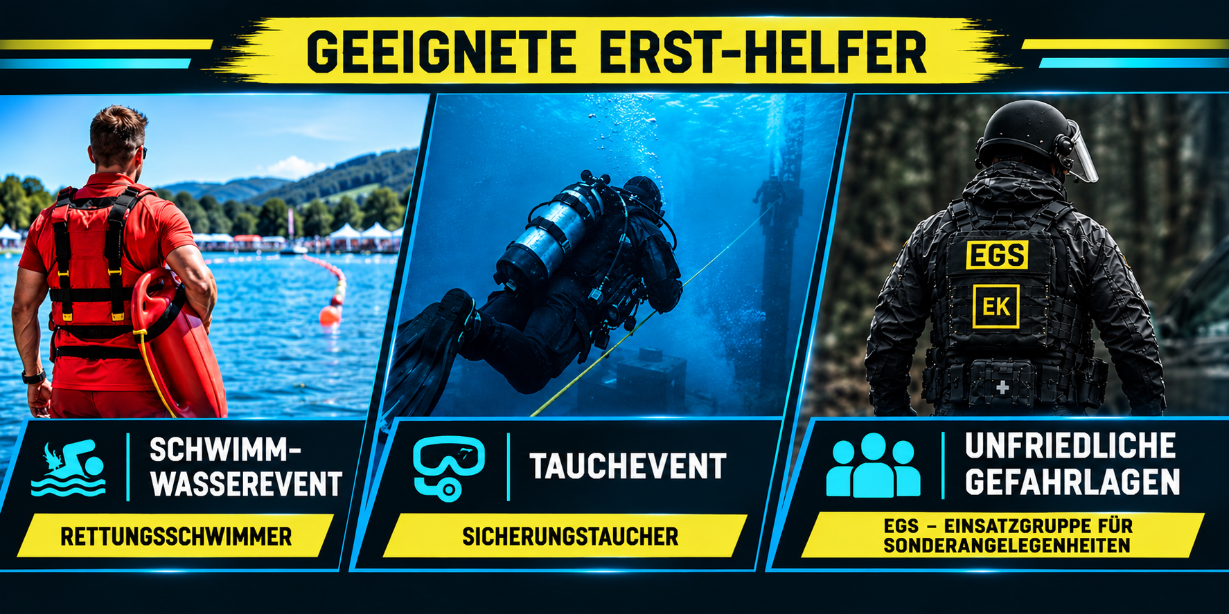 Die EGS ist Rettungsschwimmer, Sicherungstaucher und Einsatzersthelfer